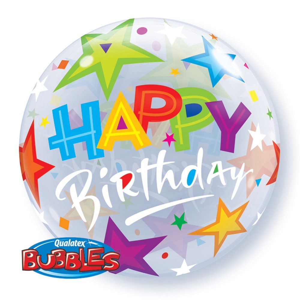 Qualatex 22" Bubble Balloons 'Brilliant Stars' Birthday