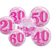 Qualatex 22" 'Pink Starburst Sparkle' Birthday Bubble Balloon (various)